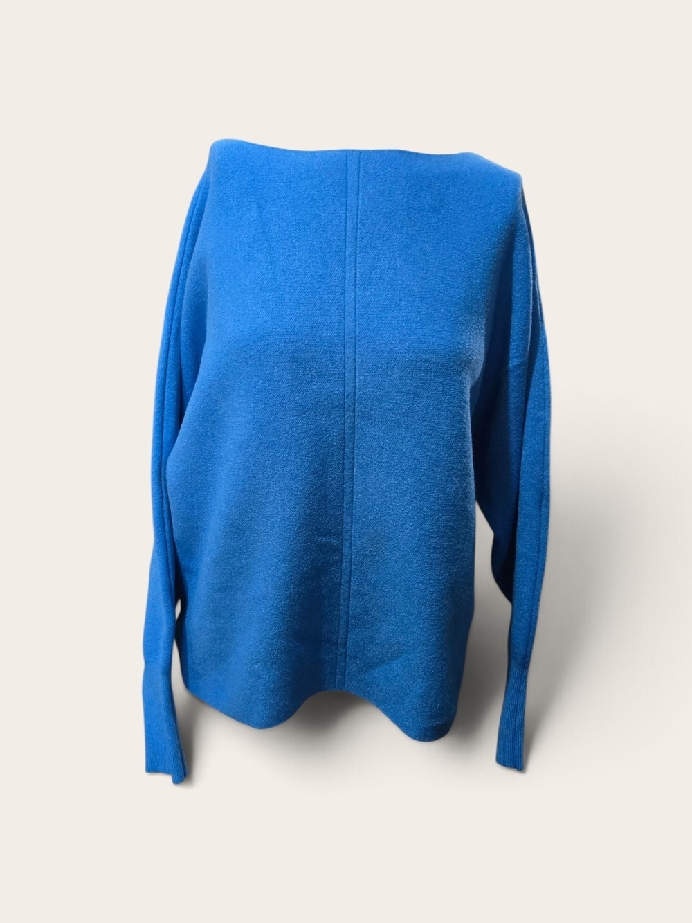 House of Tweed Blue Boat Neck Dolman Sleeve Knit Sweater One Size Oversized